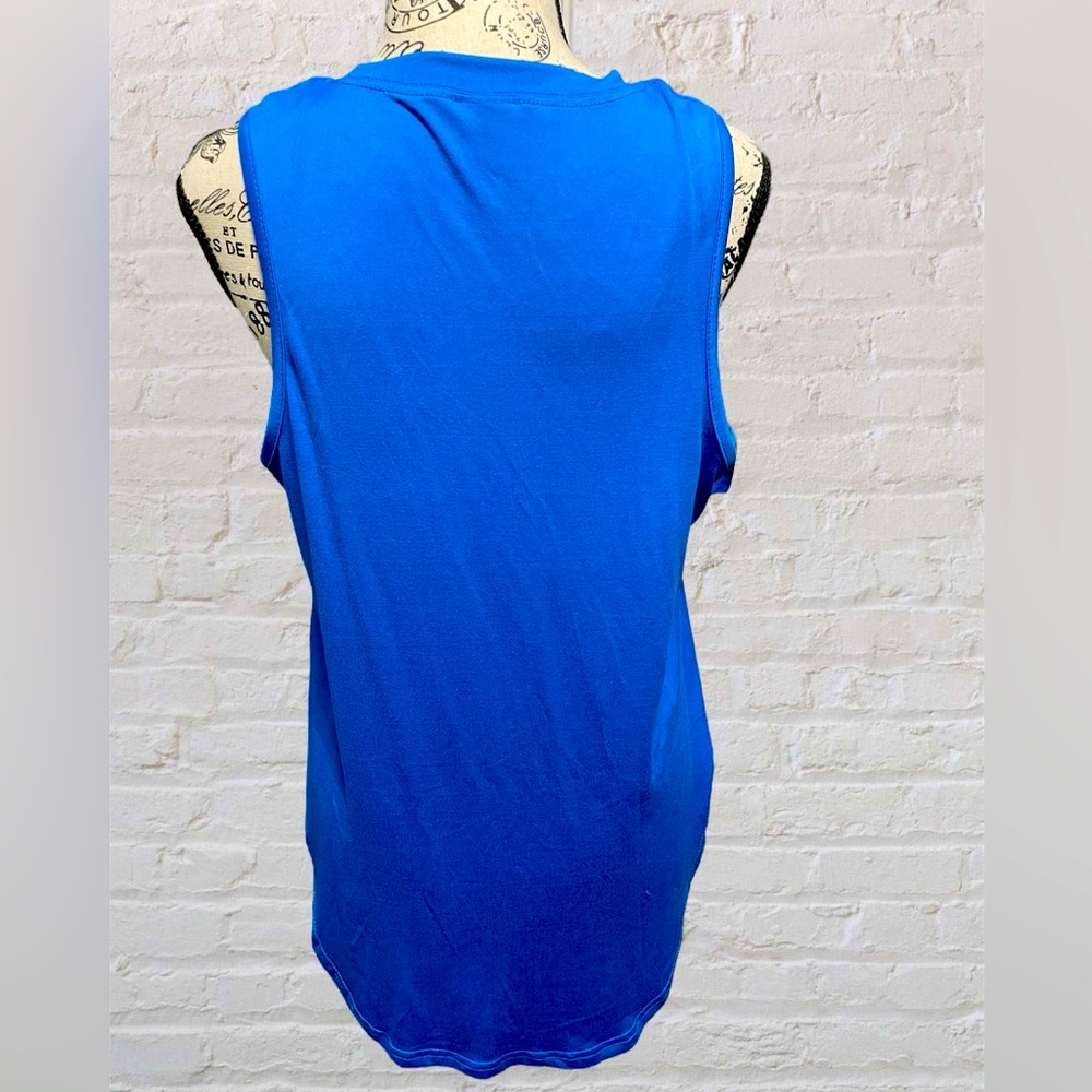 Blue Side Slit Tank Top - Picture 3 of 4